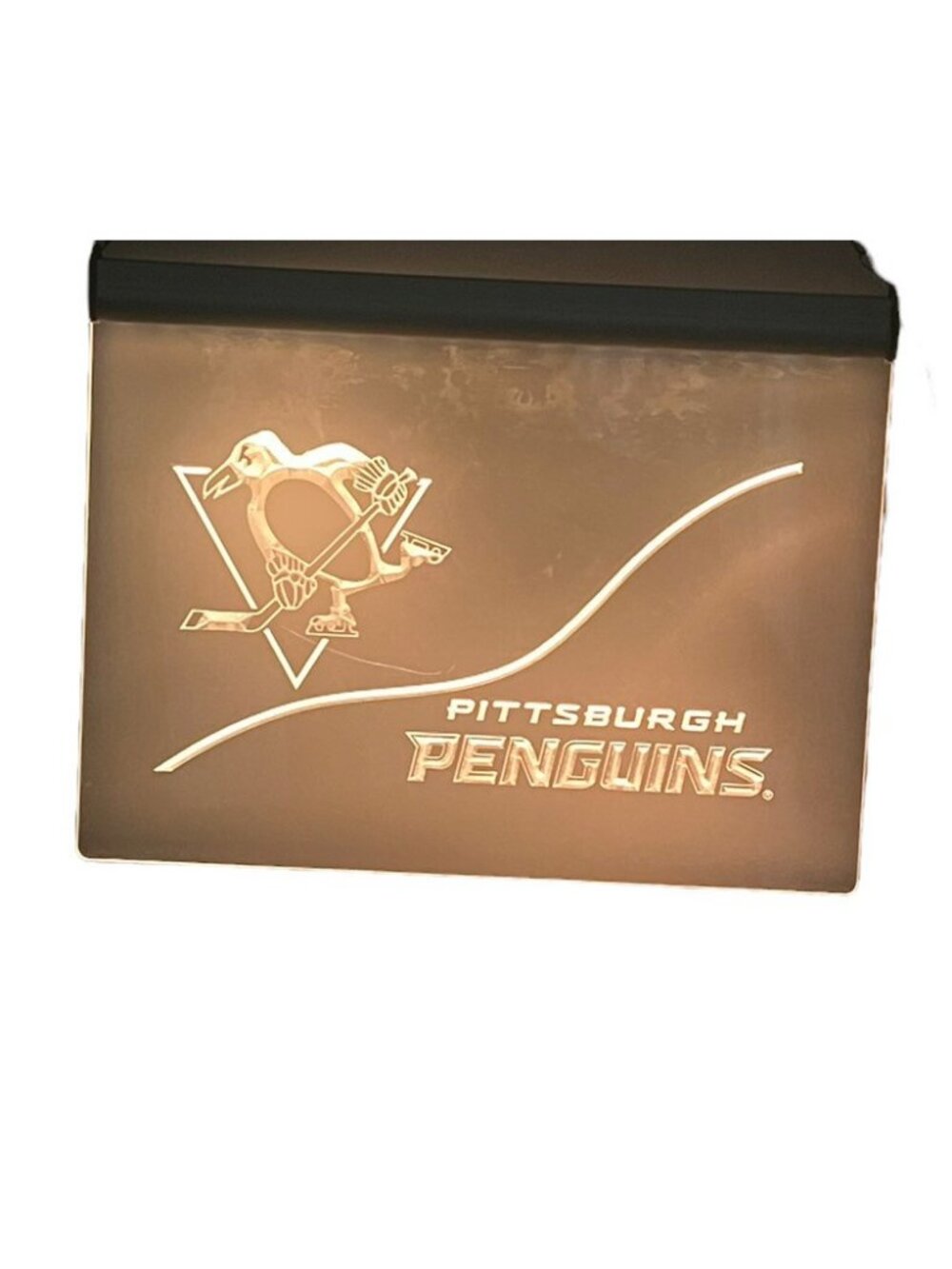 Pittsburgh Penguins 12x16" LED Light Up Etched Glass Sign Color Changing Logo